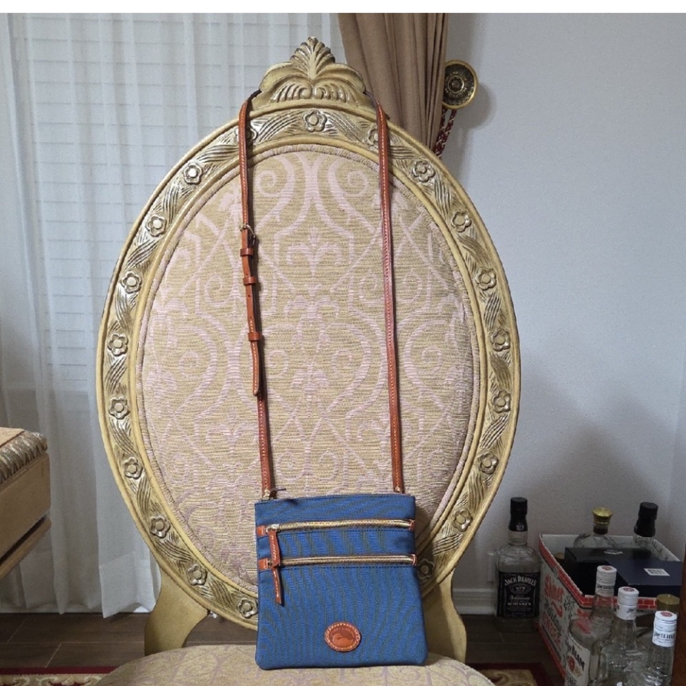 Dooney & Bourke Denim Bluish and Brown Trim Crossbody Bag    EUC - Picture 4 of 6